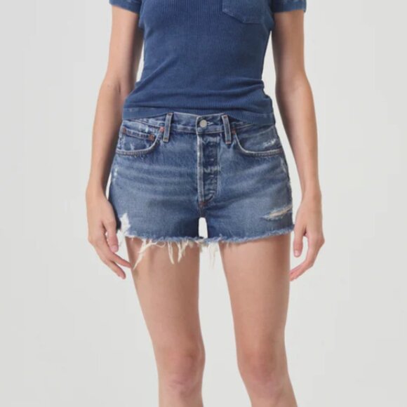 AGOLDE Parker Jean Shorts Denim Cut Off Medium Dark Wash Size 28